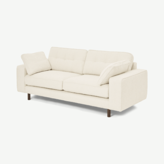 An Image of Content by Terence Conran Tobias 2 Seater Sofa, Ivory White Boucle with Dark Wood Leg