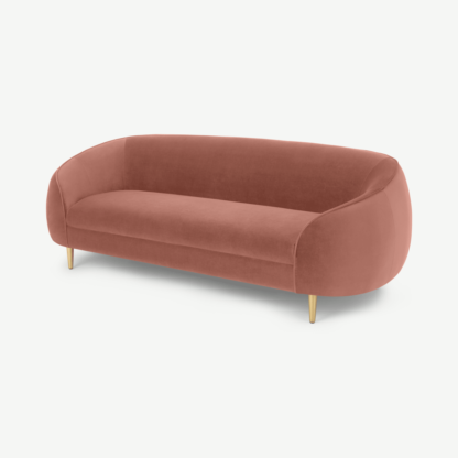 An Image of Trudy 3 Seater Sofa, Blush Pink Velvet