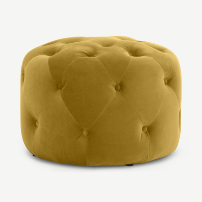 An Image of Hampton Small Round Pouffe, Antique Velvet