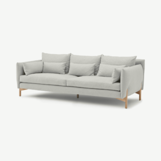 An Image of Amber 3 Seater Sofa, Elite Stone with Oak legs