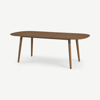An Image of Edelweiss 6-8 Seat Oval Extending Dining Table, Walnut and Black