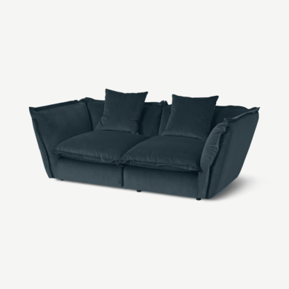 An Image of Fernsby 2 Seater Sofa, Navy Blue Recycled Velvet