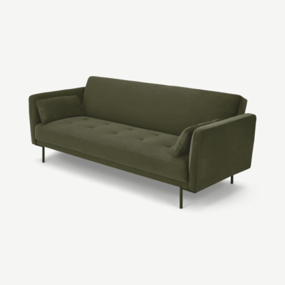 An Image of Harlow Click Clack Sofa Bed, Pistachio Green Recycled Velvet