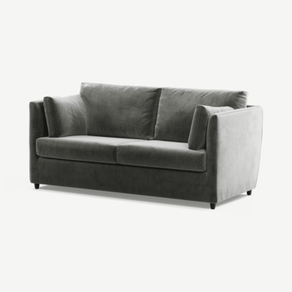 An Image of Milner Sofa Bed with Foam Mattress, Steel Grey Velvet