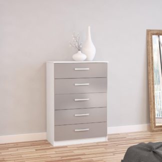 An Image of Lynx White and Grey 5 Drawer Chest