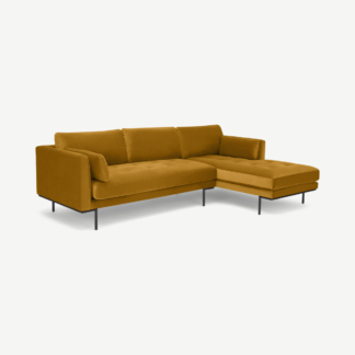 An Image of Harlow Right Hand Facing Chaise End Sofa, Vintage Mustard Velvet