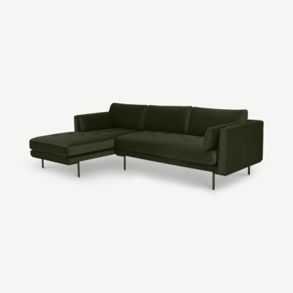 An Image of Harlow Left Hand Facing Chaise End Sofa, Dark Olive Velvet