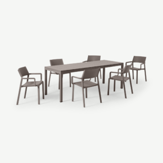 An Image of Nardi 6 Seat Extending Dining Set, Light Grey Fibreglass, Resin & Aluminium