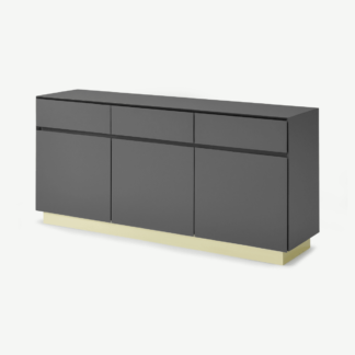 An Image of Elsdon Wide Sideboard, Charcoal Grey & Brass
