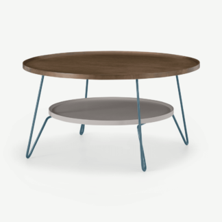 An Image of Dotty Round Coffee table, Dark Stain and Grey