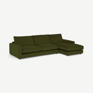 An Image of Arni Large Right Hand Facing Chaise End Sofa, Moss Recycled Velvet
