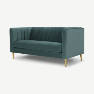 An Image of Amicie 2 Seater Sofa, Marine Green Velvet