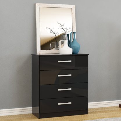 An Image of Lynx 4 Drawer Chest Black