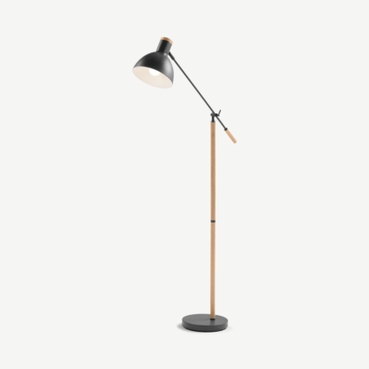 An Image of Cohen Floor Lamp, Deep Grey and American Oak