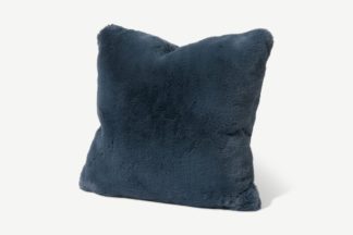 An Image of Azala Luxury Faux Fur Cushion, 50 x 50 cm, Dusk Blue