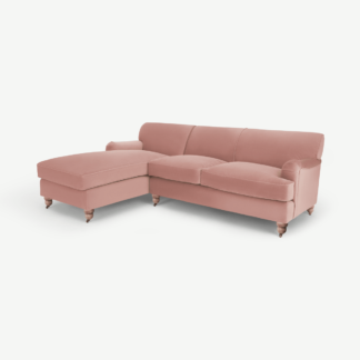 An Image of Orson Left Hand Facing Chaise End Corner Sofa, Vintage Pink Velvet