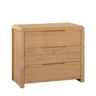 An Image of Curve Oak 3 Drawer Wooden Chest