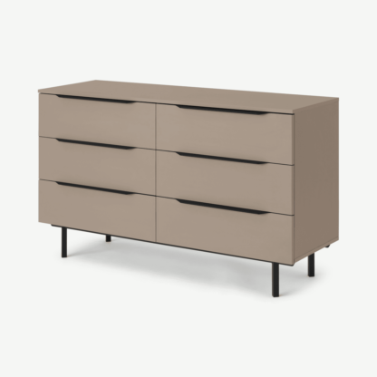 An Image of Damien Wide Chest of Drawers, Cappuccino & Black