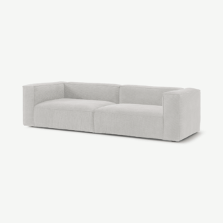 An Image of Bastein 3 Seater Sofa, Stone Grey Corduroy Velvet