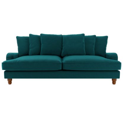 An Image of Beatrice Velvet Scatter Back 4 Seater Sofa Bottle (Green)