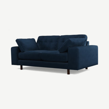 An Image of Content by Terence Conran Tobias, 2 Seater Sofa, Plush Indigo Velvet, Dark Wood Leg