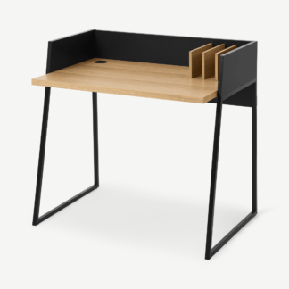An Image of Arren Desk, Oak & Black Steel