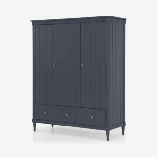 An Image of Bourbon Vintage 3 Door Triple Wardrobe, Slate Blue