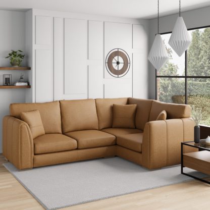 An Image of Austin Faux Leather Corner Sofa Tan