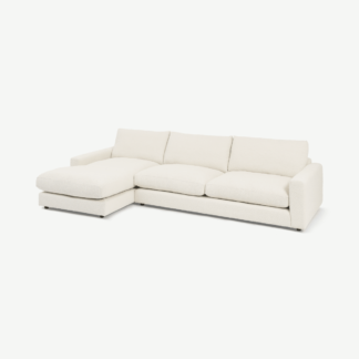An Image of Arni Large Left Hand Facing Chaise End Sofa, Ivory White Boucle