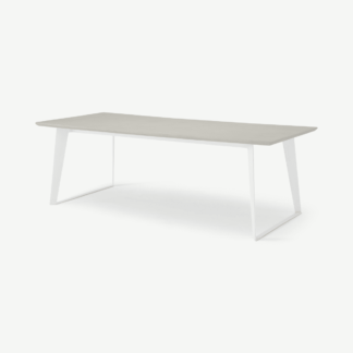 An Image of Boone 8 Seat Dining Table, White Concrete with Resin Top