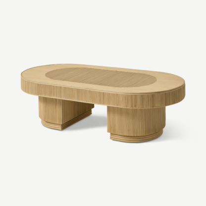 An Image of Azrou Oval Coffee Table, Natural Cane
