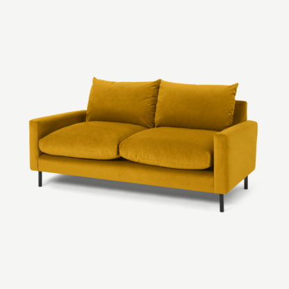 An Image of Russo 2 Seater Sofa, Mustard Recycled Velvet