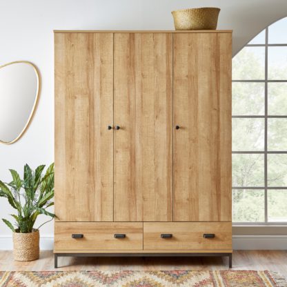a846ac511fb00d8c20752a90b8563fdd3c487a35cdffa24e9614fa4770a25ce5.jpg An Image of Fulton Oak Effect Triple Wardrobe Oak (Brown)