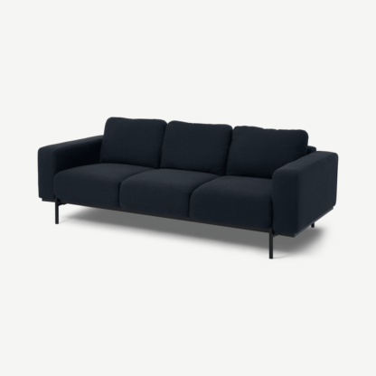 An Image of Jarrod 3 Seater Sofa, Midnight Blue Weave