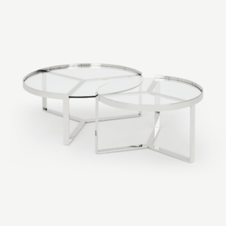 An Image of Aula Nesting Coffee Table, Stainless Steel and Glass