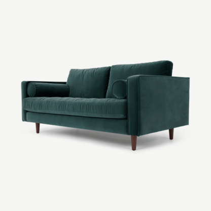 An Image of Scott Large 2 Seater Sofa, Petrol Cotton Velvet