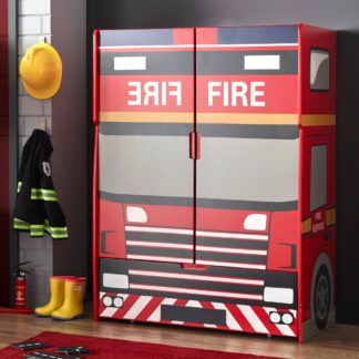 An Image of Fire Engine Red Wooden Wardrobe
