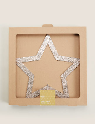 An Image of M&S 2 Pack Glitter Star Tree Decorations