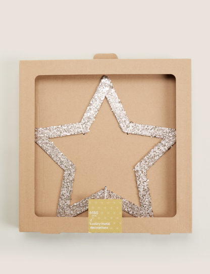An Image of M&S 2 Pack Glitter Star Tree Decorations