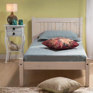 An Image of Wooden Bed Frame 4ft Small Double Rio White Washed