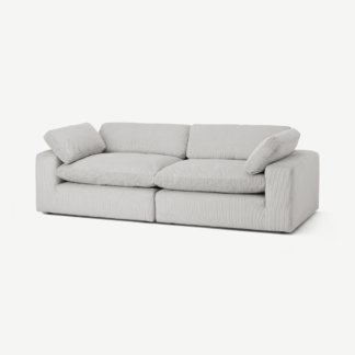 An Image of Samona 3 Seater Sofa, Stone Grey Corduroy Velvet