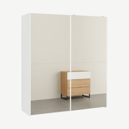 An Image of Elso Sliding Wardrobe 180cm, White Frame with Mirror Doors