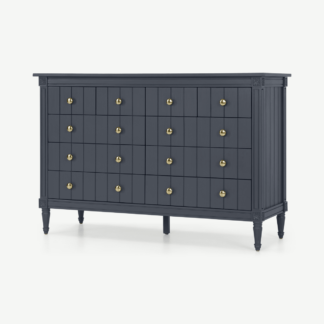 An Image of Bourbon Vintage Wide Chest Of Drawers, Slate Blue