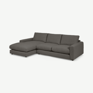 An Image of Arni Left Hand Facing Chaise End Sofa, Charcoal Grey Boucle