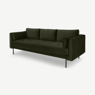 An Image of Harlow 3 Seater Sofa, Dark Olive Velvet