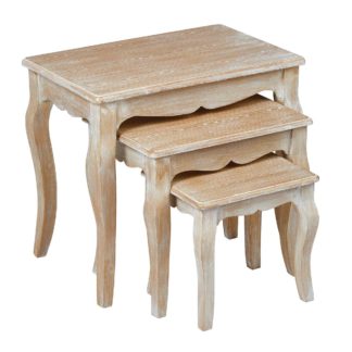 An Image of Provence White Nest of 3 Tables White and Brown