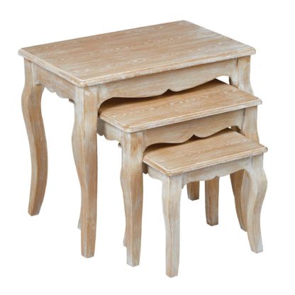 ab4e82b763af4b2e1781c7cf64a77288582aa20625dacc5e5e7f2098bdb678c8.jpg An Image of Provence White Nest of 3 Tables White and Brown