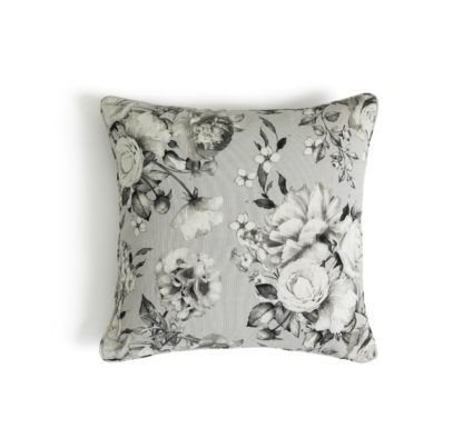 An Image of Habitat Watercolour Floral Print Cushion Cover Grey 43x43cm