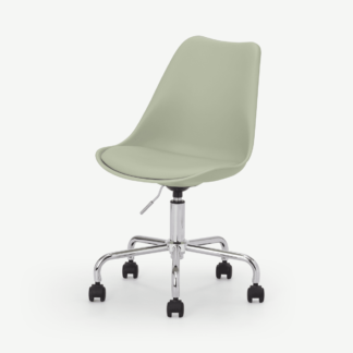 An Image of Deon Office Chair, Sage Green with Chrome Legs