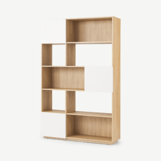 An Image of Hopkins Wide Bookcase, Oak Effect & White